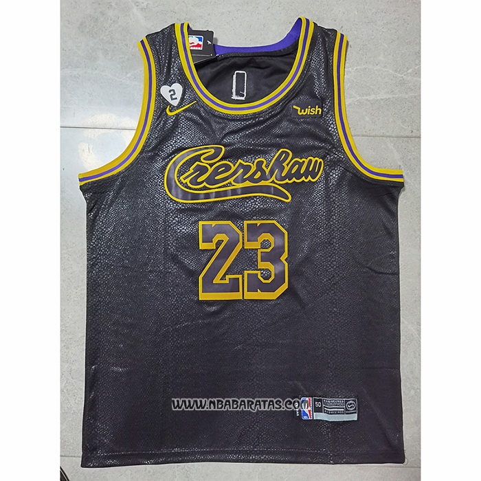 Camiseta Los Angeles Lakers LeBron James #23 Crenshaw Black Mamba Negro